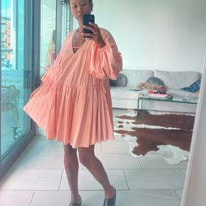 AJE gathered cotton apricot dress size 4